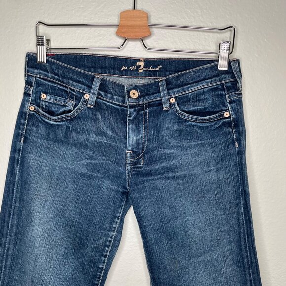 7 For All Mankind Dojo Crop Mid Rise Blue Denim  Jeans Size 29 - Picture 6 of 9